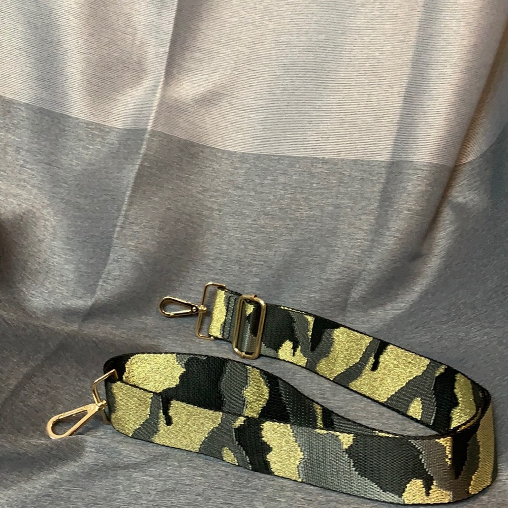 Ah’dorned gold, olive & black guitar purse strap
